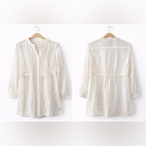 Forever 21 Cream Pintuck Button-Down Blouse